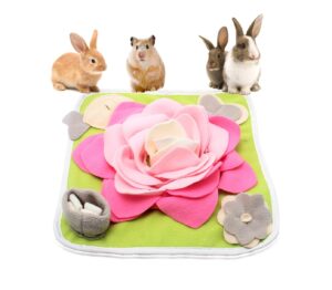 rabbit foraging mat snuffle mat for small animals bunny puzzle toys pets interactive feeding mat for guinea pigs hedgehog chinchilla puppies (pink)