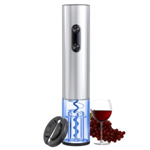 cokunst electric wine opener, battery operated corkscrews wine bottles openers with foil cutter & led light, reusable automatic wine remover stainless steel for wine lover home kitchen party