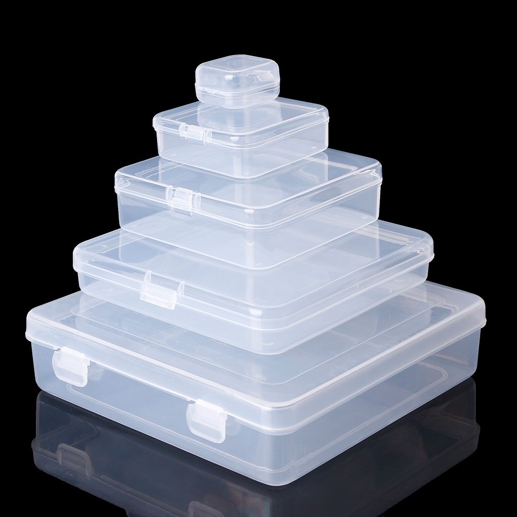 YuanHolumid Square clear Jewelry Storage Boxes Beads Crafts Case Containers Reusable Plastic Comfortable and Environmentally Professional Design Craft and Sewing Supplies Storage (6x6x1.8cm)