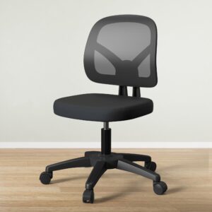 armless mesh small home office computer desk chair without arms with lumber support and adjustable height for child and adult