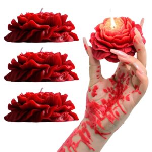 4 pcs low temperature candles red rose flower shaped scented candles low heat romantic wax play candles for lovers couples wedding