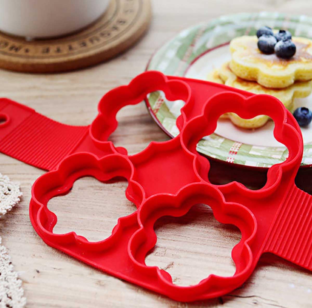 Flip N Cook Silicone Pancake Mold, Flip and Cook Pancake Maker, Flip and Cook Silicone Pancake Maker, Flip'n'cook Silicone Pancake Mold. (2pcs-round+heart)