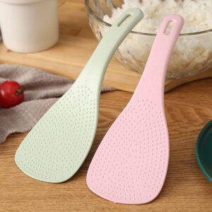 Pink Wheat Straw Rice Paddles, Non-Stick Rice Scoopers Rice Spoons, Cooking Spatulas Creative Dinnerware Kitchen Accessories, Home and Kitchen