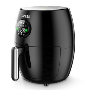 small compact air fryer, 2.1qt, 4-in-1 small mini airfryer, bake, roast, reheat, 98% less oil, adjustable temperature control w/ 60min timer, quiet, nonstick & dishwasher safe basket, bpa-free, black