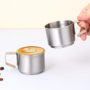 zpufaw 2pcs espresso cups 4 oz expresso shots cups 18/8 stainless steel coffee cups set of 2