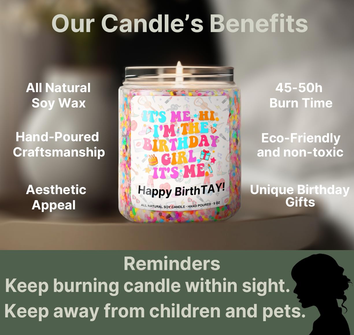 Taylor Birthday Candle, Birthday Gift Ideas and Party Decorations for Girls Boys, Birthday Gifts Merch Supplies, Gifts for Women & Men, Happy Birthday Candle