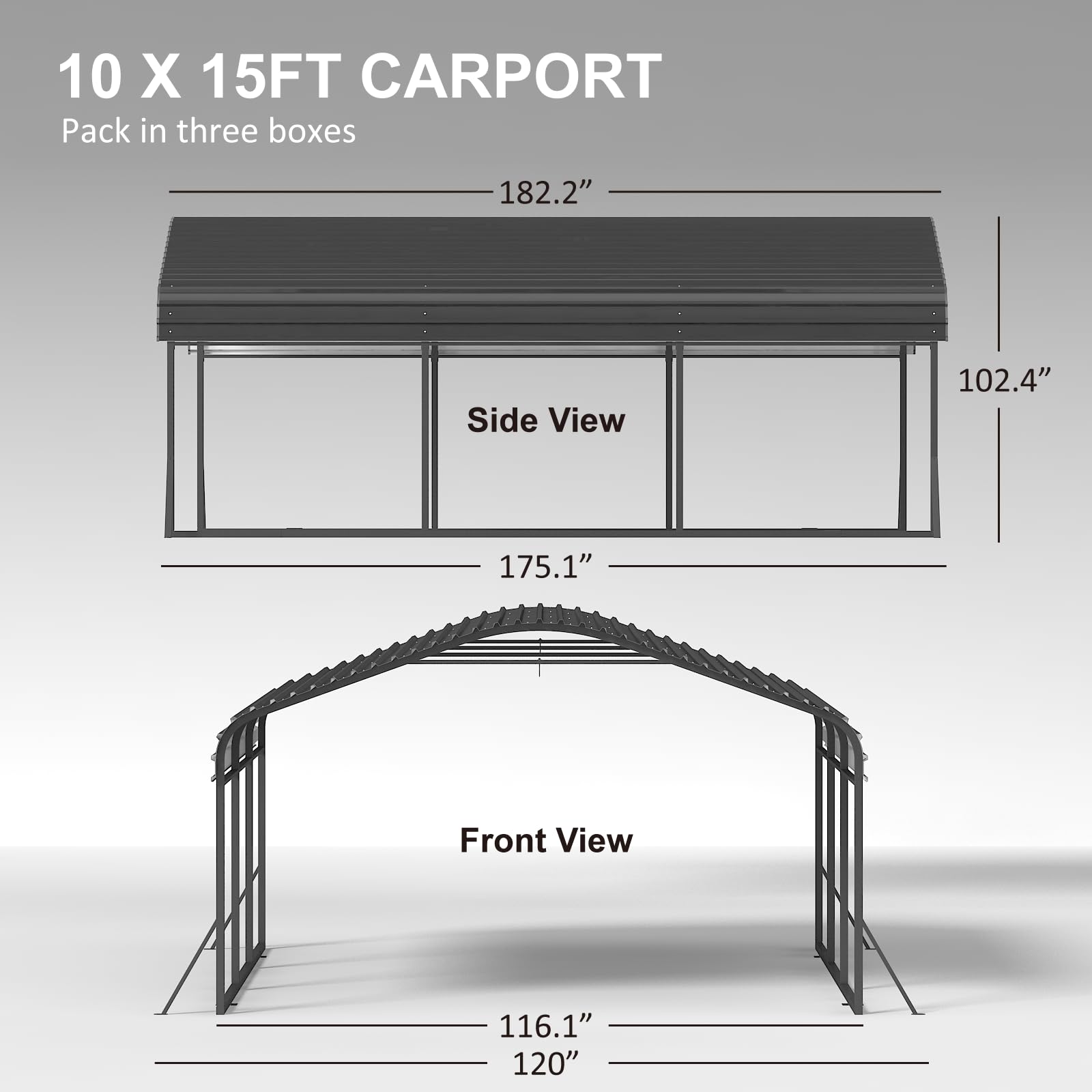 IWDOO 10x15 FT Metal Carport, Heavy Duty Carports Canopy with Enhanced Base, Galvanized Steel Roof and All-Metal Frame, Car Ports Kits for Outdoor, Garage Car Shelter Shade for Car, Truck and Boats