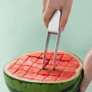 Watermelon Cutter Slicer Tool Stainless Steel Cutting Watermelon Into Cubes Watermelon Knife, Useful Cool Kitchen Gadgets for Watermelon Lover Make Juice Fruit Salad