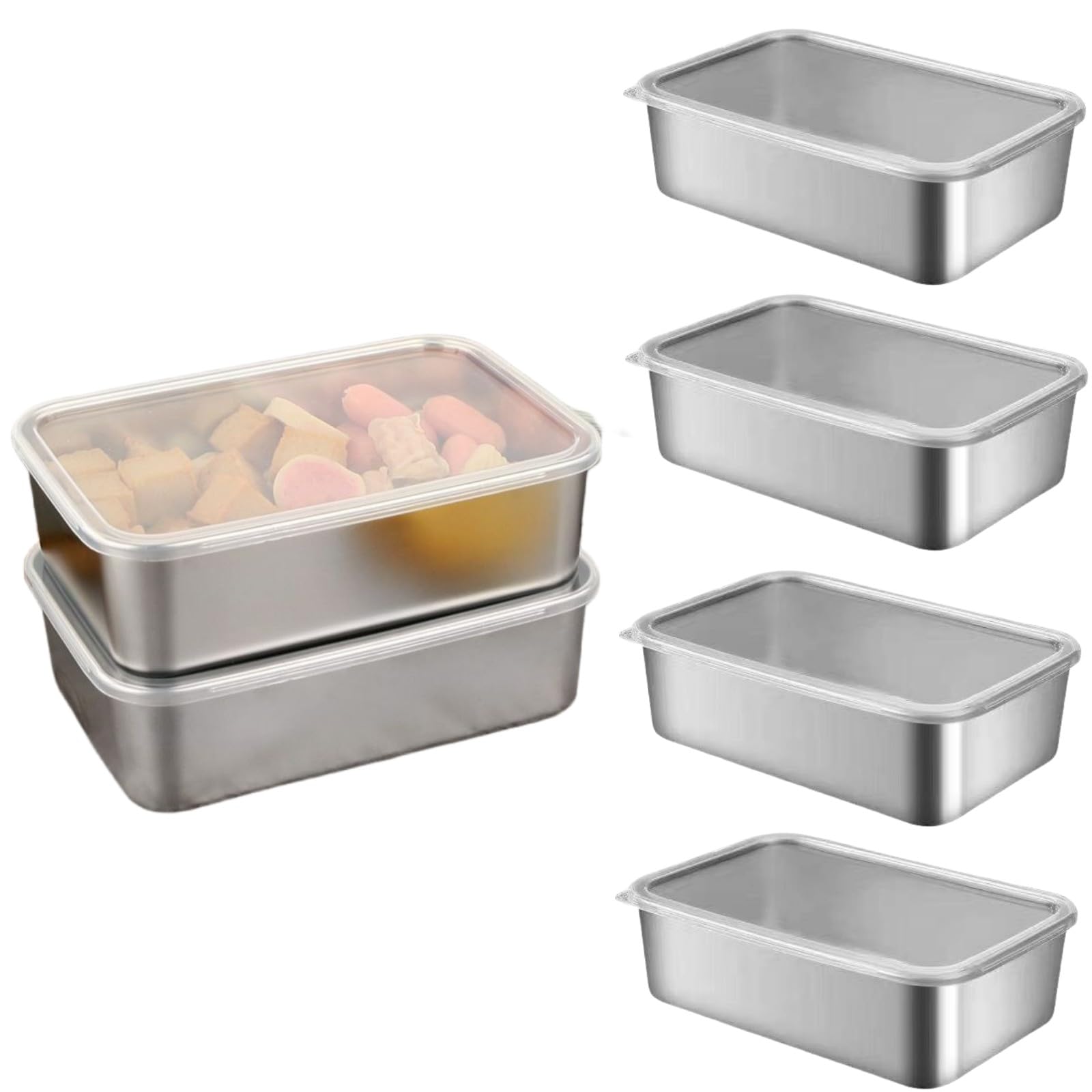 Ceiteo 6Pcs Stainless Steel Food Storage Containers with Lids, Outdoor lunch box Stainless Steel Bowl with Airtight Lids for Picnic Travel, Reusable & Stackable