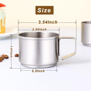 ZPUFAW 2Pcs Espresso Cups 4 oz Expresso Shots Cups 18/8 Stainless Steel Coffee Cups Set of 2