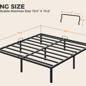 KKL Queen Bed Frame, 14 Inch Heavy Duty Steel Platform with Mattress Anti-Slip Rods, Bed Frame with Underneath Storage Space, No Box Spring Needed, Easy Assembly, Black