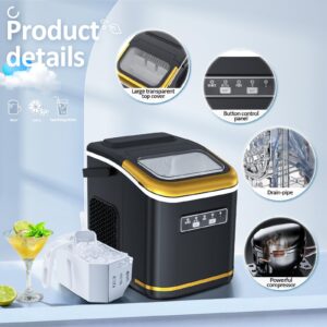 Countertop Ice Maker Antarctic Star Retro Ice Machine, 26Lbs/24H, 9Pcs/6Mins, Self-Cleaning, S/L Bullet Ice, Ice Scoop and Basket, Kitchen/Office/Bar, Black