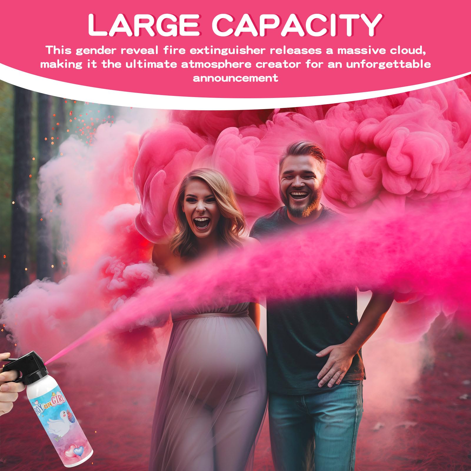 Gender Reveal Fire Extinguisher, 2 Pack Baby Girl Gender Reveal Ideas Party Decor, Biodegragable Gender Reveal Party Supllies (Medium)