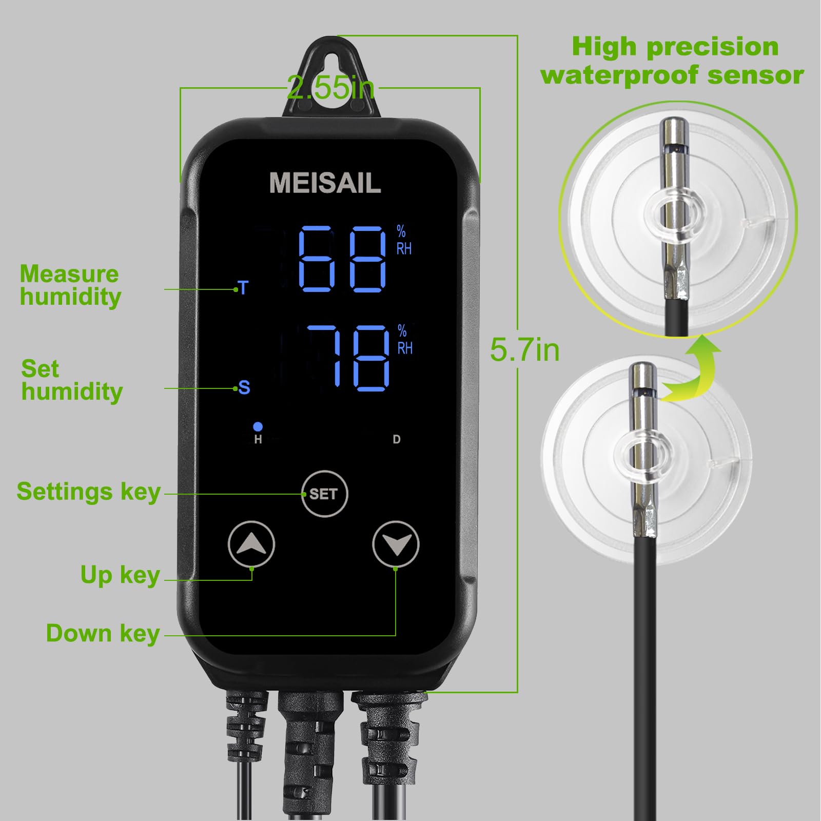 MEISAIL Humidity Controller Greenhouse Shiitake Mushrooms Humidifying dehumidifier Humidity Control Humidity Controller for Grow Tent