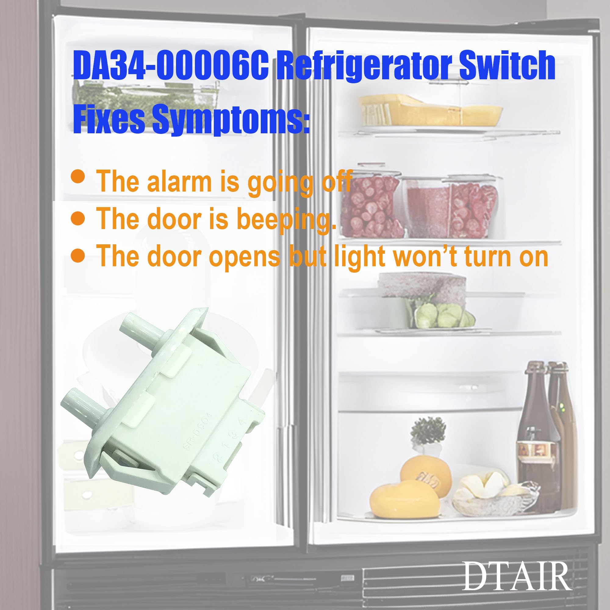 DTAIR DA34-00006C Refrigerator Door Switch Replacement for Samsung Refrigerator DA34-00006D DA34-00048A AP4136952 PS4138718