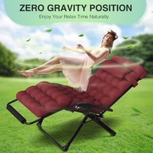 Suteck Oversized Zero Gravity Chair,33In XXL Lounge Chair w/Removable Cushion&Headrest, Reclining Camping Chair w/Upgraded Lock and Footrest, Reclining Patio Chairs Recliner for Indoor Outdoor,500LBS