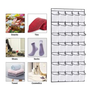 Olutacot 3 Pcs 105 Large White Mesh Pockets 35 Pockets Over The Door Shoe Organizer with 16+16 Hooks Hanging Shoe Organizer Hanging Shoe Rack Shoe Holder Hanger for Closet Bedroom Dorm