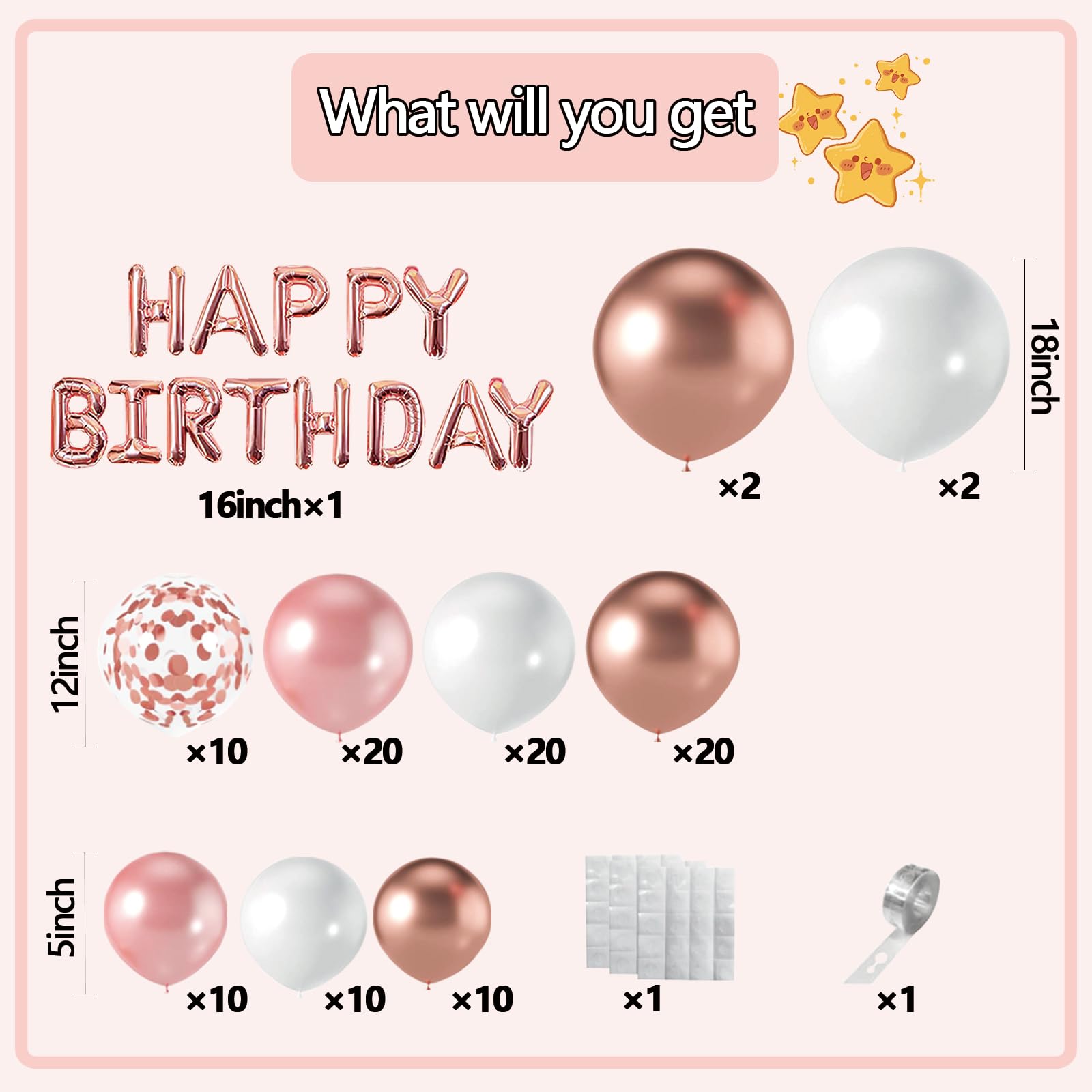 Rose Gold Balloon Garland Kit,104pcs Rose Gold White Balloon Arch Rose Gold White Confetti Latex Balloons For Women Girls Birthday Wedding Baby Shower Graduation Bachelorette Party Decorations