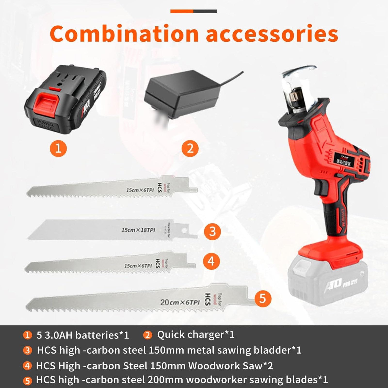 Ggkoier Bone Saw Cordless Professional Butcher Reciprocating Saw - Battery Powered Electric Bone Saw for Commercial and Home Use,battery