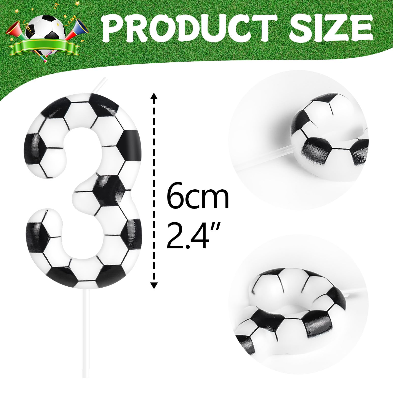 Soccer Birthday Candles 10th Soccer Themed Birthday Party Decorations, Football Birthday Cake Candles for Boys Girls Kids Sport-Theme Party Supplies