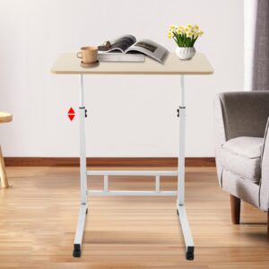 Small Standing Desk - Rolling Computer Stand with Adjustable Height - 23.62'' x 15.75'' Portable Rolling Desk Computer Desk - Laptop Desk Home Bedroom PC Table - Laptop Desk (White Maple Color)