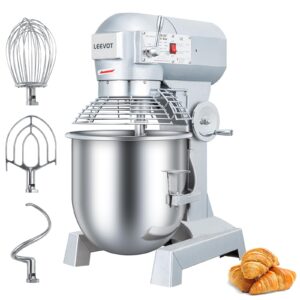 leevot 30qt commercial food mixer, commercial dough mixer 1250w 3-speeds adjustable, heavy duty electric stand mixer with stainless steel bowl for kitchenaid and pizzeria (simple)