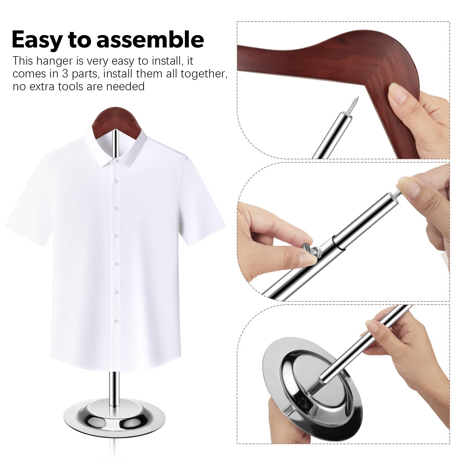 T Shirt Display stand for Vendors, Adjustable Tshirt Shoulder Stand, Portable Hanging wooden Clothes Rack, Flexible Hanger Rack for Clothing Dress Jacket Coat Retail, Height 18.5-31.5 Inch (1 Pcs)