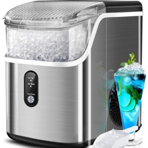 Havato Nugget Ice Maker Countertop with Soft Chewable Pellet Ice,Pebble Portable Ice Machine with Ice Scoop, 34lb in 24Hrs, One-Click Operation, Self-Cleaning, Stainless