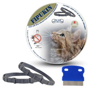 natural ingredients flea collar for cats, safe and effective flea and tick collar, waterproof, 8 months protection per collar, free comb, one size fits all, 13.8 inches, 2-pack