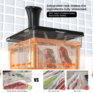 Sous Vide Container with Lid Double-Door-Opening Design Sous Vide Containers with Built- in Rack 11.65QT Sous Vide Pot Slow Cooker Container Compatible with Most Sous Vide Cookers