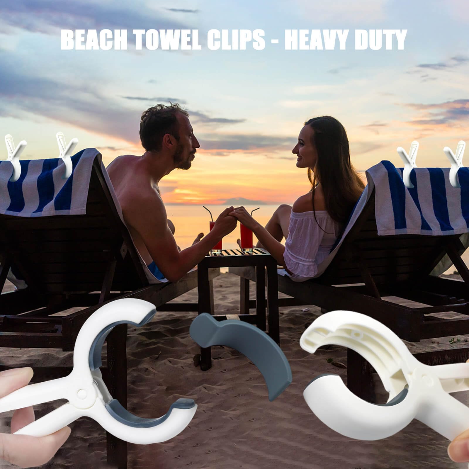 Beach Towel Clips Heavy Duty, Towel Clip for Beach Sun Loungers Pool Chairs Cruise, Large Clothes Pins Windproof Laundry Hanging Pegs Outdoor