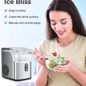 Havato Nugget Ice Maker Countertop with Soft Chewable Pellet Ice,Pebble Portable Ice Machine with Ice Scoop, 34lb in 24Hrs, One-Click Operation, Self-Cleaning, Stainless