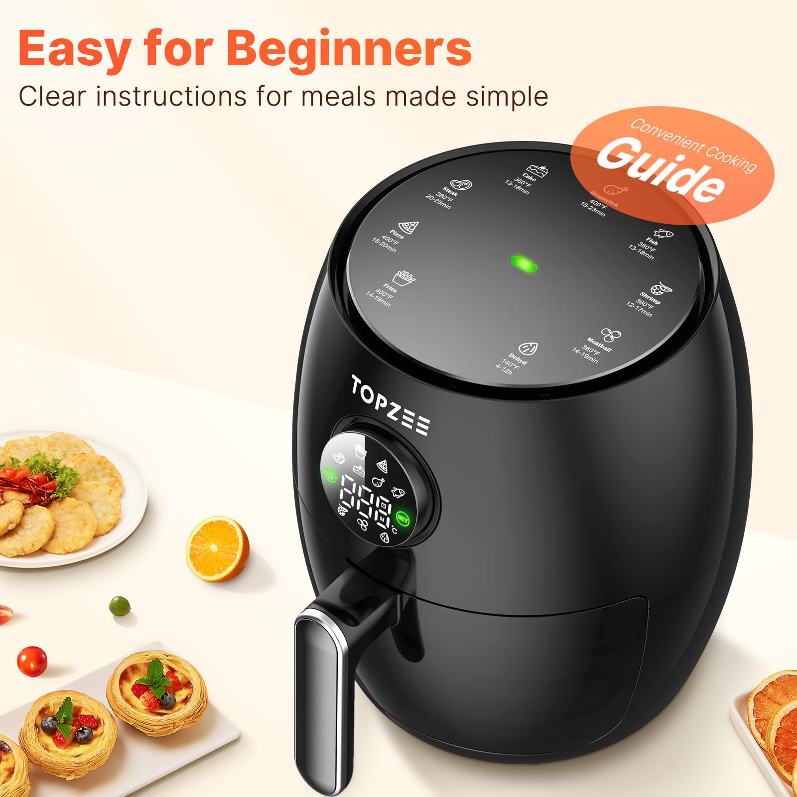 Small Compact Air Fryer, 2.1QT, 4-in-1 Small Mini Airfryer, Bake, Roast, Reheat, 98% Less Oil, Adjustable Temperature Control w/ 60min Timer, Quiet, Nonstick & Dishwasher Safe Basket, BPA-Free, Black