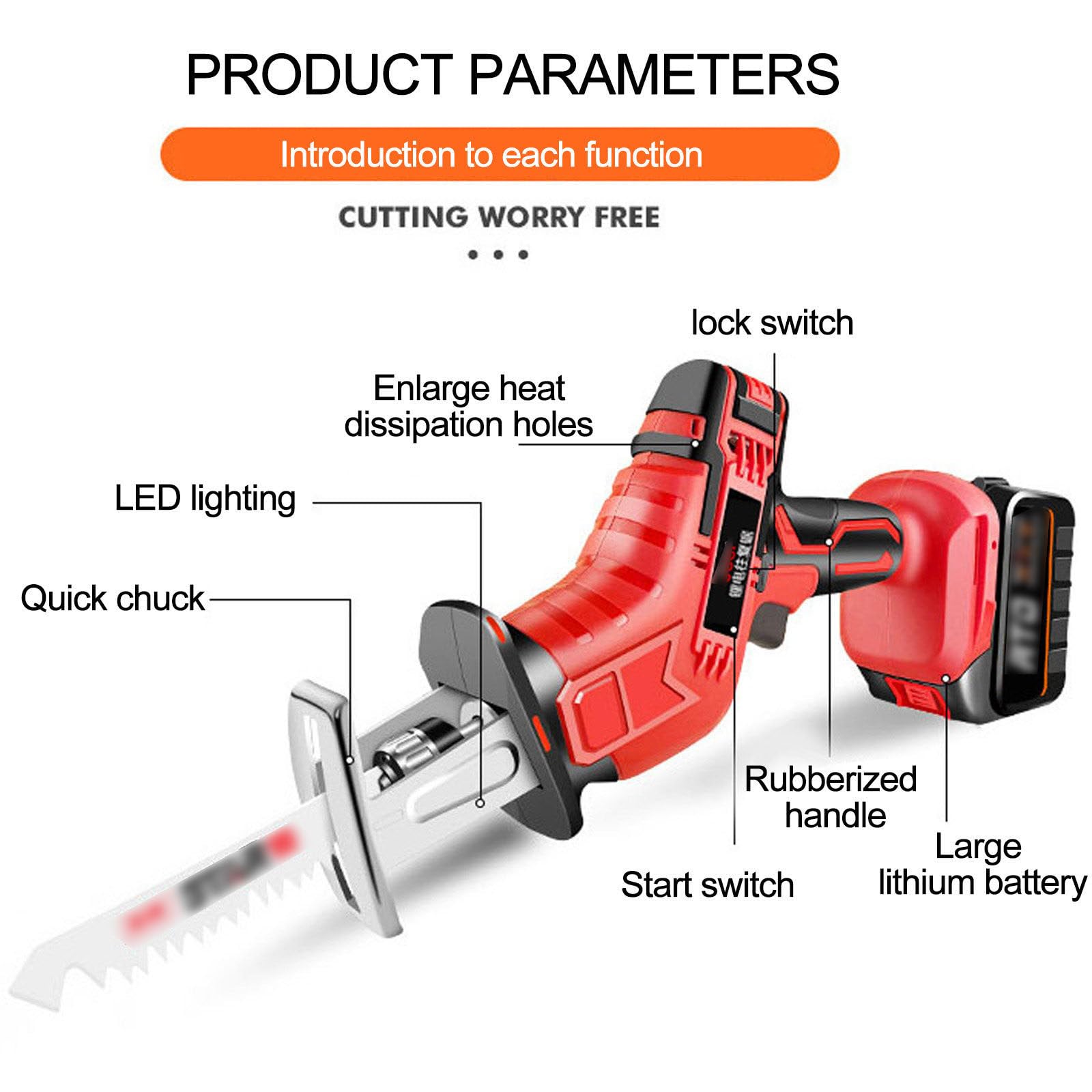 Ggkoier Bone Saw Cordless Professional Butcher Reciprocating Saw - Battery Powered Electric Bone Saw for Commercial and Home Use,battery