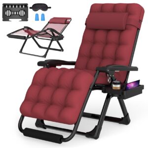 suteck oversized zero gravity chair,29in xl lounge chair w/removable cushion&headrest, reclining camping chair w/upgraded lock and footrest, reclining patio chairs recliner for indoor outdoor