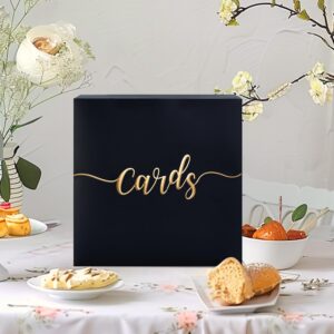 SietDESEO Card Box for Party Black Card Box with Matte Gold Foil Design Money Card Box Gift Card Box Holder for Wedding Reception Retirement Graduation Baby Shower Birthday Card Box