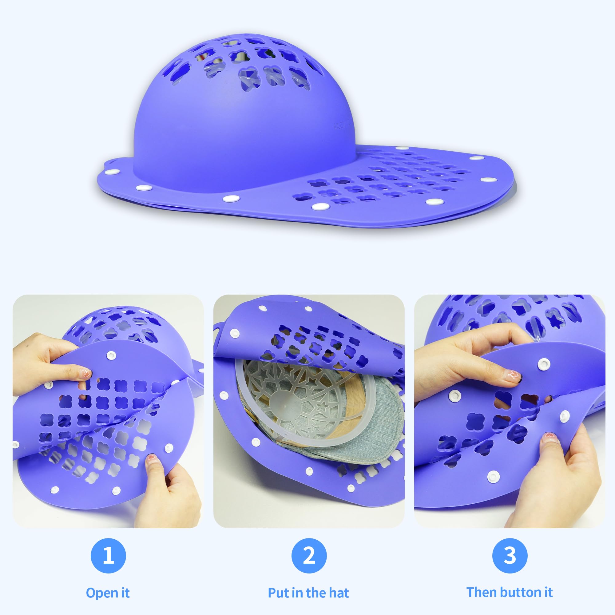 ZHUOMINGJIA Silicon Hat Washer Cage，Suitable For Dishwashers，Dryer，Can Be Reused，Maintain The Shape Of The Hat， For Adults And Kids Ball Caps,Flat & Curved Hats