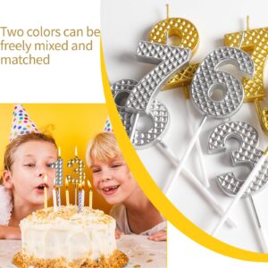 Yiran Silver Waffle Pattern Birthday Candles, Number 10 Candles, Happy 10th Birthday Candle, 3D Design Cake Topper Decorations for Teenagers Pet Birthday Party Cake Anniversary Celebration Supplies