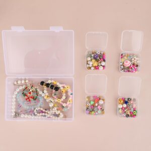 Small Clear Bead Storage Containers, Bead Organizers and Storage, 12 Pcs Mini Plastic Rectangle Cases Craft Storage with Hinged Lids for Nail DIY Craft Making Jewelry Screw, 2.17 x 2.17 x 0.79 Inch