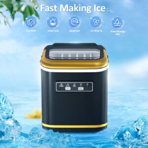 Countertop Ice Maker Antarctic Star Retro Ice Machine, 26Lbs/24H, 9Pcs/6Mins, Self-Cleaning, S/L Bullet Ice, Ice Scoop and Basket, Kitchen/Office/Bar, Black