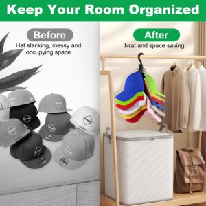 ZDDGNN Hat Organizer for Baseball Caps Holds Up to 32 Caps, Baseball Hat Storage Organizer, Hat Racks for Baseball Caps Wall for Hanger & Room Closet Display, door and wall,Hat Holder with Hook