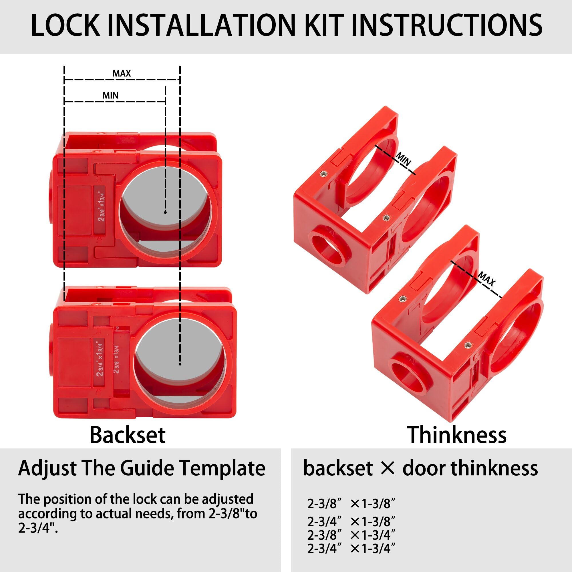 RKK Door Lock Installation Kit, Carbon-Steel Door Lock Hole Saw Door Knob Installation Kit for Deadbolts and Locksets for Wooden Doors with Guide Template