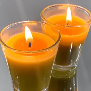 Beeswax Votive Candles in Glass Votive Holders-6pcs Pack, Hand-Poured Bees Wax Votive Candles for Home Décor Spa Party Meditation, Dripless & Unscented, Burning Time 12 Hours,1.96"x2.36" Each