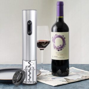 COKUNST Electric Wine Opener, Battery Operated Corkscrews Wine Bottles Openers with Foil Cutter & LED Light, Reusable Automatic Wine Remover Stainless Steel for Wine Lover Home Kitchen Party