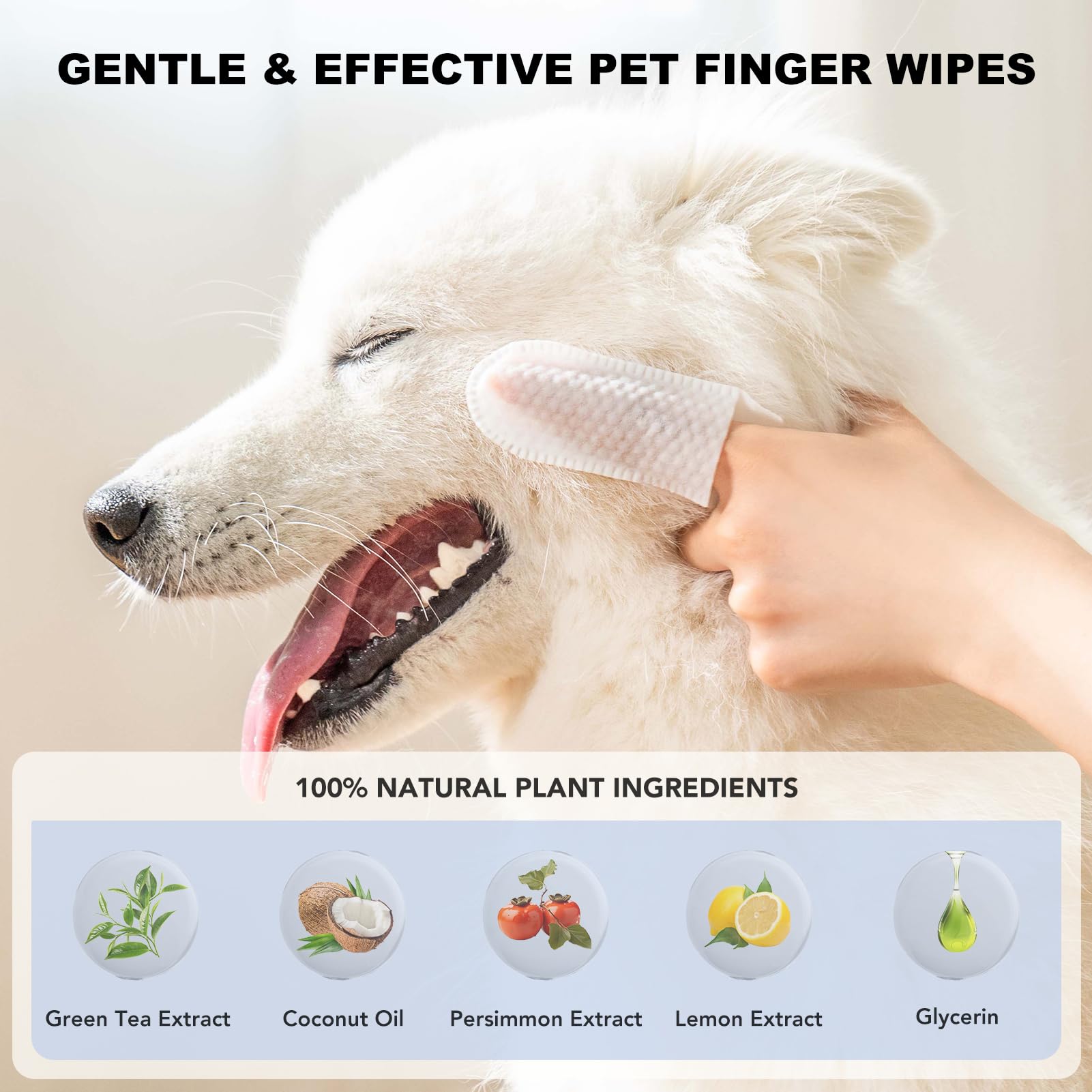 BomDa Ear Finger Wipes & Dental Wipes for Dogs & Cats- Gently Remove Ear Wax & Debris, Plaque & Tartar-Disposable Ear Wipes, Teeth Cleaning Wipes, Eyes Wipes-All Natural Ingredients (50 Count)