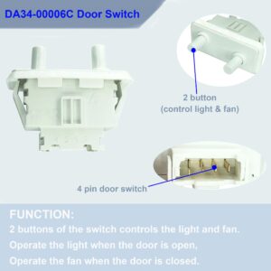 DTAIR DA34-00006C Refrigerator Door Switch Replacement for Samsung Refrigerator DA34-00006D DA34-00048A AP4136952 PS4138718