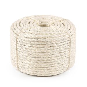 sisal rope for cat scratcher 1/4" 164 foot white natural sisal rope for repairing cat scratching post