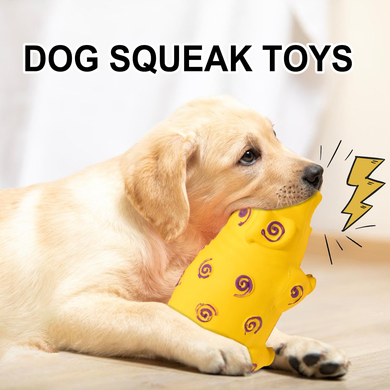 Pet Squeak Toy - Puppy Latex Toy, Dog No Stuffing Toys | Squeaky Silicone Chewer with Oinks Sound, Bite Resistant, Bite Teeth Grinding Boredom Relief Toys for Dogs Puppies Dentals Health, Latex