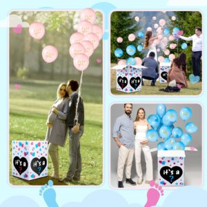 Ireer Gender Reveal Box with 16 Latex Gender Reveal Balloon 24 x 17 x 17 Inch Gender Reveal Balloon Box Boy or Girl Balloon Release Box Gender Reveal Ideas for Boy Girl Gender Reveal Party Supplies