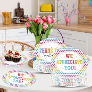 50 PCS Thank You Party Decoration We Appreciate You Oval Paper Plates 11inch Large Volunteer Teacher Appreciation Platters, Be Thankful to Teacher Doctor Staff Dish Tray for Graduate Party Tableware